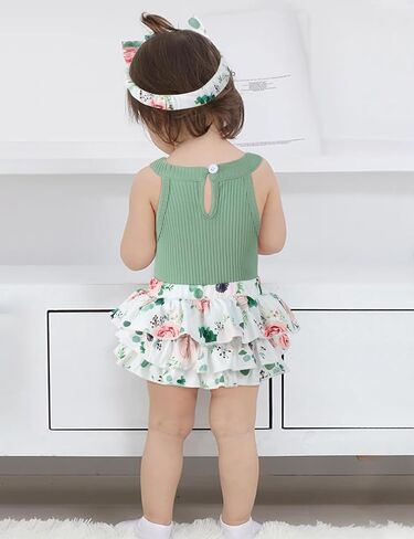 oklady Baby Girl Clothes Romper Top Floral Short with Headband Cute Summer Baby Girl Outfits 3Pcs Clothing Sets in Saudi Arabia