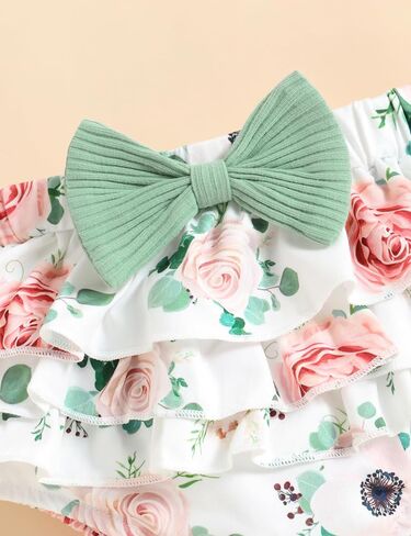 oklady Baby Girl Clothes Romper Top Floral Short with Headband Cute Summer Baby Girl Outfits 3Pcs Clothing Sets in Saudi Arabia