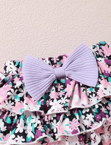 oklady Baby Girl Clothes Romper Top Floral Short with Headband Cute Summer Baby Girl Outfits 3Pcs Clothing Sets in Kuwait