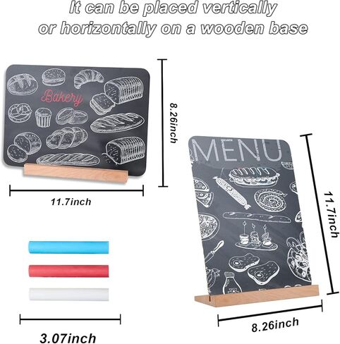 لوحة رسائل لافتة سبورة قابلة لإعادة الاستخدام من Fujinzhu - سبورة طباشير مقاس 11.7 بوصة × 8.3 بوصة، لوحة طباشير مزدوجة الجوانب للاستخدام الخشبي، لوحة سوداء سهلة المسح في اليوم الأول من المدرسة، لافتات سبورة صغيرة مع حامل in Kuwait