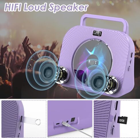 Gueray CD Player Bluetooth CD Player for Home with Speakers Dual Portable CD Players with Radio Timer Display Desktop Audio Boombox Support Sleep Music & Timer USB AUX TF Card Playback in Saudi Arabia