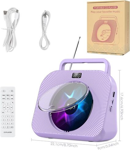 Gueray CD Player Bluetooth CD Player for Home with Speakers Dual Portable CD Players with Radio Timer Display Desktop Audio Boombox Support Sleep Music & Timer USB AUX TF Card Playback in Saudi Arabia