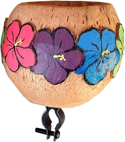 Cruiser Candy Coconut Bicycle Drink Holder, Can Holder, EBike Coffee Cup Holder, Bike Cell Phone Holder Beach Cruiser Water Bottle Holder. 100% Natural Hand Carved Sizes Vary (Flowers) in Saudi Arabia