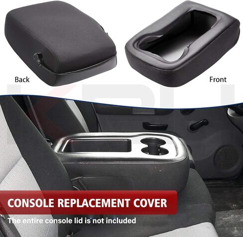 غطاء مسند ذراع لوحدة التحكم المركزية KBH لسيارة Chevy Tahoe، Suburban، Silverado، GMC Sierra، Yukon 1500 2500 3500 2007-2014، مقعد القفز، جلد مع قماش، غطاء مسند للذراع بتصميم سحاب، أسود in Kuwait