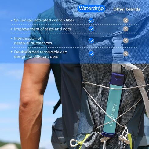 Waterdrop Water Filter Straw, Water Purifier Survival for Camping, Travel, Backpacking and Emergency Preparedness, Water Filtration System Survival, 3 Pack, Light Blue in Saudi Arabia