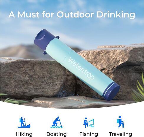 Waterdrop Water Filter Straw, Water Purifier Survival for Camping, Travel, Backpacking and Emergency Preparedness, Water Filtration System Survival, 3 Pack, Light Blue in Saudi Arabia