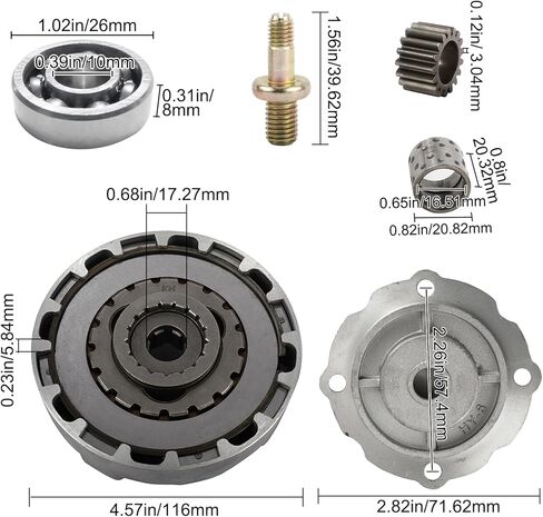 AuInLand Clutch Assembly 17 Teeth Fit For Auto 50cc-125cc Engine Dirt Bikes ATV Go-Kart Taotao Kazuma in Kuwait