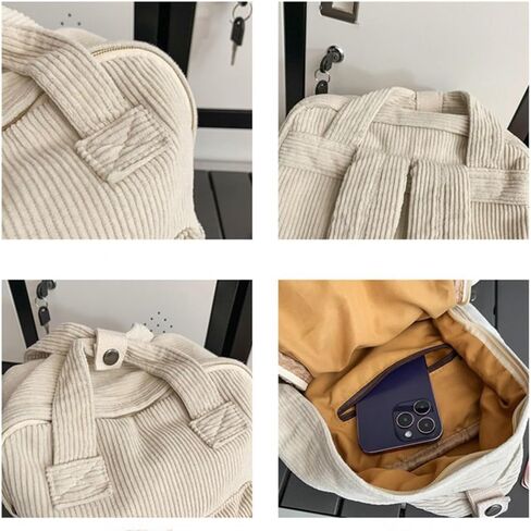 حقيبة ظهر Silcryal Minimalist Vintage Corduroy، حقيبة ظهر عصرية للهدايا (أوف وايت) in Saudi Arabia