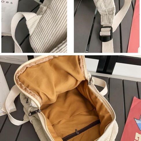 حقيبة ظهر Silcryal Minimalist Vintage Corduroy، حقيبة ظهر عصرية للهدايا (أوف وايت) in Saudi Arabia