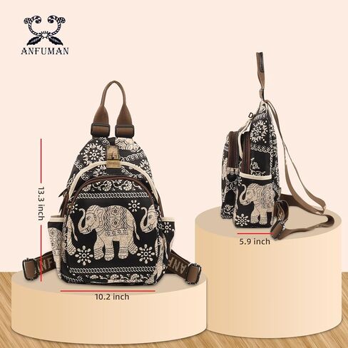 Small Backpacks Purse for Women Mini Waterproof Colorful Print Backpack Leisure Travel Bags Black Coconut in Saudi Arabia