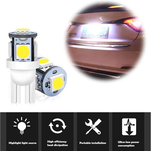30 PCS LED Car Bulbs, T10 LED Bulb 5SMD 5050 Chips, 6500K License Plate Light, W5W LED Bulb for Map Dome Door Courtesy Side Marker Light (Blue) in Saudi Arabia