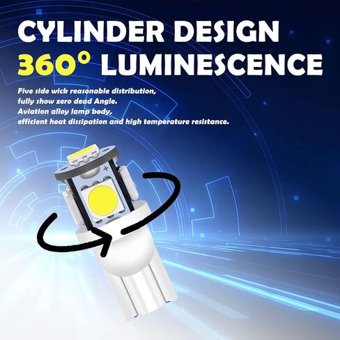 30 PCS LED Car Bulbs, T10 LED Bulb 5SMD 5050 Chips, 6500K License Plate Light, W5W LED Bulb for Map Dome Door Courtesy Side Marker Light (Blue) in Saudi Arabia