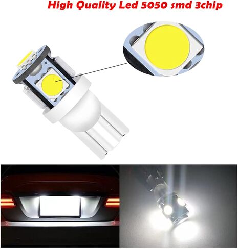 30 PCS LED Car Bulbs, T10 LED Bulb 5SMD 5050 Chips, 6500K License Plate Light, W5W LED Bulb for Map Dome Door Courtesy Side Marker Light (Blue) in Saudi Arabia