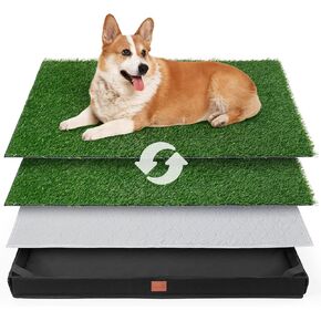 LOOBANI Dog Grass Pad with Tray, Lightweight Oxford Cloth Tray for Potty Training, 19 * 24 in in Kuwait