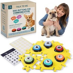 Dog Buttons for Communication with Mat (6 Pieces) - 6 Recordable Dog Talking Buttons - Teach Your Dog to Talk - Smart Dog Training Starter Set - Ideal Gift for Your Lovely Dog in Kuwait