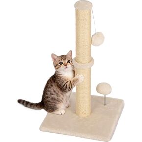 FDW 22 Inch Cat Scratching Post Cat Scratcher Natural Sisal Rope Scratch Post Kitten Trees with Hanging Ball for Indoor Cats,Beige in Saudi Arabia