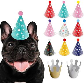 Dog Birthday Party Hat Set, Reusable & Adorable Kitty/Doggy Birthday Celebration Accessories, 1 Pack (9 Pet Hats & 2 Crowns) - Dirty Dog Goods in Saudi Arabia