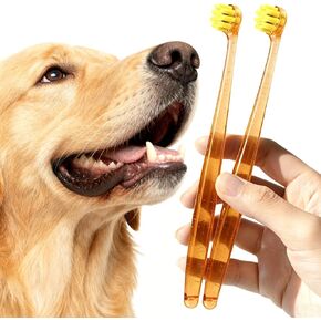 Dog Toothbrush for Medium and Large Dogs, 2pcs, Ultra Soft Bristle, Long-Lasting No Slip Handle, Pet Tooth Brush and Dental Cleaning Brush, Super Thin Bristle Gentle on Gum for Sensitive Pets, Blue in Kuwait