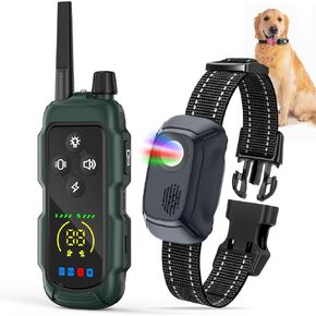 طوق الصدمات للكلاب - طوق تدريب عن بعد بطول 4000 قدم مع 4 أوضاع وإضاءة LED، IP67 مقاوم للماء، طوق E قابل لإعادة الشحن للكلاب الصغيرة والكبيرة، أخضر in Kuwait