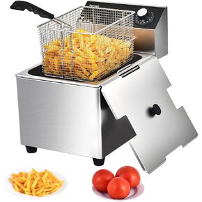 Deep Fryer with Basket, 1700w 14Qt Oil Tank/ 6.7Qt Basket, 0.6mm Thickened Stainless Steel Countertop Electric Fryer for Home and Commercial Use, Oil Fryer with Double Overheat Protection in Kuwait
