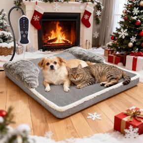 سرير كلب مُدفأ للكلاب الكبيرة، أريكة للحيوانات الأليفة مقاس 40 × 27 بوصة مع سخان قابل للتعديل بـ 9 مستويات، وبطانة مقاومة للماء، وغطاء قابل للغسل في الغسالة وجزء سفلي غير قابل للانزلاق، رمادي in Kuwait
