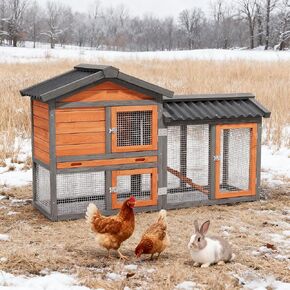 حظيرة الدجاج، تشغيل الدجاج، حظيرة البط الخشبية الصغيرة في الهواء الطلق، بيت الدجاجة بطبقتين، يستخدم في جميع الأحوال الجوية، قفص سمان الدواجن، بيت قفص أرنب للحيوانات الأليفة مع منحدر للحيوانات الصغيرة (أصفر أسود) in Kuwait