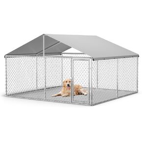 بيت الكلب في الهواء الطلق من Garvee مع غطاء مقاوم للماء والأشعة فوق البنفسجية، حاوية للكلاب مجلفنة، بيت كلب كبير للاستخدام في المزرعة في الفناء الخلفي الخارجي، 10x10x6ft in Kuwait