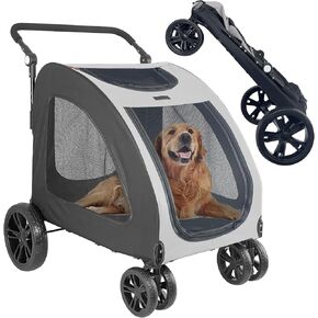 Foldable Pet Jogger Stroller for Large Dogs up to 110 lbs, Universal Wheel Dog Stroller for Single or Multiple Medium and Large Dogs (Grey) in Saudi Arabia