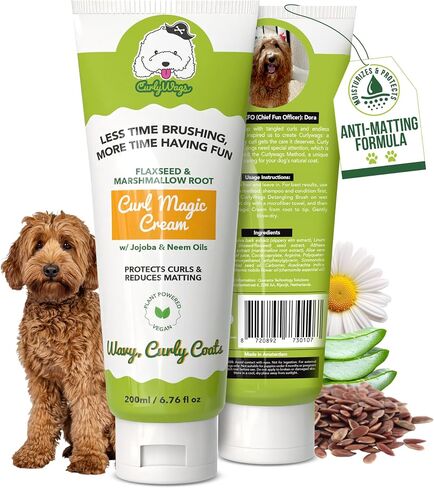 Dog Leave-in Detangler & Curl Cream | Mat-Reducing Conditioner for Curly Coats, Tangle-Free Dematting | Moisturizing No-Rinse Grooming for Doodle, Poodle, Goldendoodle | Natural Ingredients in Saudi Arabia