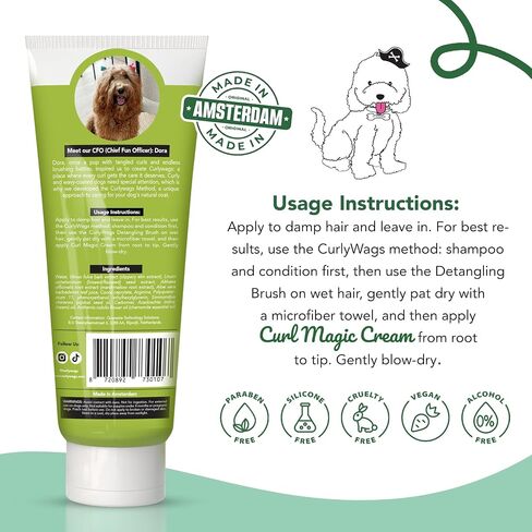 Dog Leave-in Detangler & Curl Cream | Mat-Reducing Conditioner for Curly Coats, Tangle-Free Dematting | Moisturizing No-Rinse Grooming for Doodle, Poodle, Goldendoodle | Natural Ingredients in Saudi Arabia