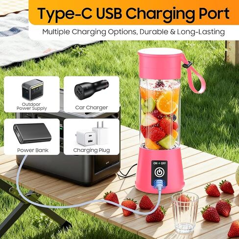 خلاط لاسلكي محمول بحجم شخصي - خلاط جديد مطور لعام 2025 للمخفوقات والعصائر مع كوب عصير خالٍ من BAP سعة 13 أونصة، قابل لإعادة الشحن عبر USB ومعصور حديثًا للنزهة/الرياضة/المكتب in Kuwait