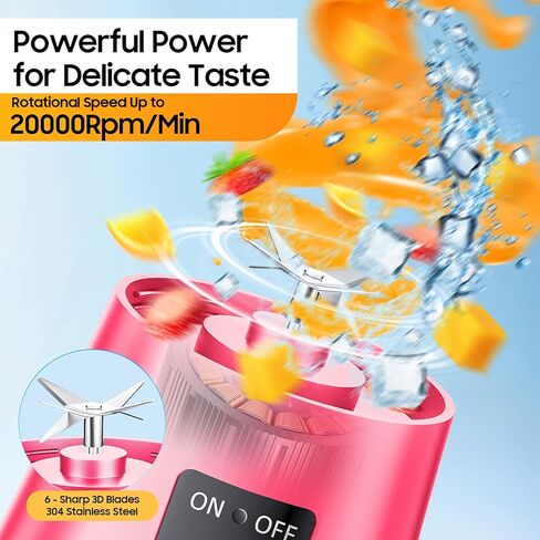 خلاط لاسلكي محمول بحجم شخصي - خلاط جديد مطور لعام 2025 للمخفوقات والعصائر مع كوب عصير خالٍ من BAP سعة 13 أونصة، قابل لإعادة الشحن عبر USB ومعصور حديثًا للنزهة/الرياضة/المكتب in Kuwait