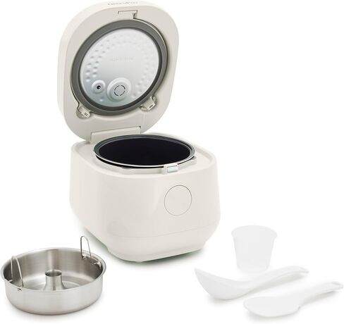 GreenPan Rice Cooker, 8 Cups Cooked (4 Uncooked), Low-Carb & Soup Mode,10 ONE-TOUCH Cooking Presets, PFAS-Free Ceramic Steamer Basket, Fuzzy Logic, Auto Keep Warm, Oats, 24HR Delay Timer, Cream in Saudi Arabia