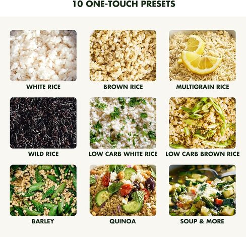 GreenPan Rice Cooker, 8 Cups Cooked (4 Uncooked), Low-Carb & Soup Mode,10 ONE-TOUCH Cooking Presets, PFAS-Free Ceramic Steamer Basket, Fuzzy Logic, Auto Keep Warm, Oats, 24HR Delay Timer, Cream in Saudi Arabia