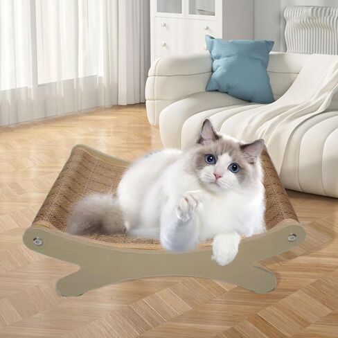 Raised Cat Sofa Bed Indoor Cats Lying Couch Kitten Scratching Bed Plush Lounger Furniture- Polyester in Saudi Arabia