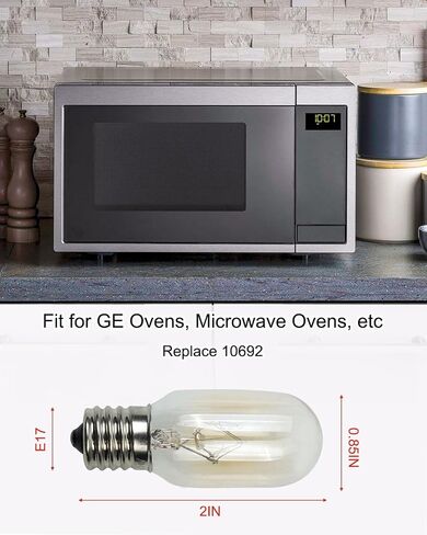 2 PCS مصابيح مصباح الميكروويف تناسب أفران GE والأفار الميكروويف ، لمبة الأجهزة استبدل 10692 ، T7 E17 110V-130V in Saudi Arabia