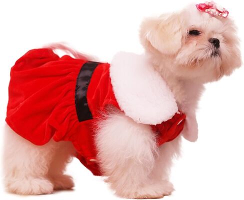Dog Christmas Dress,Christmas Clothes for Small Dogs Girl Puppy Cat in Kuwait
