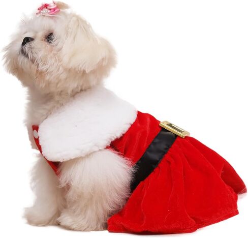 Dog Christmas Dress,Christmas Clothes for Small Dogs Girl Puppy Cat in Kuwait