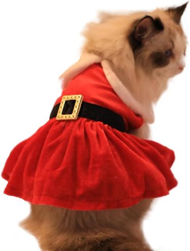 Dog Christmas Dress,Christmas Clothes for Small Dogs Girl Puppy Cat in Kuwait