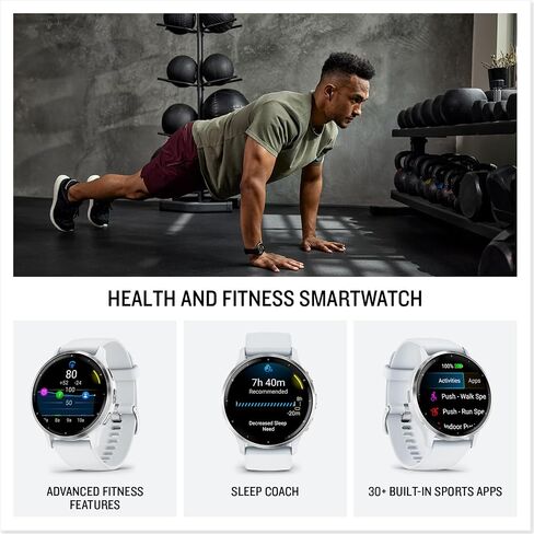 Garmin Venu 3S Soft Gold Gold Stainless Steel Bezel 1.2 بوصة AMOLED شاشة تعمل باللمس مراقبة ذكية مع علبة عاجية 41 ملم وفرقة السيليكون (متجددة) in Saudi Arabia