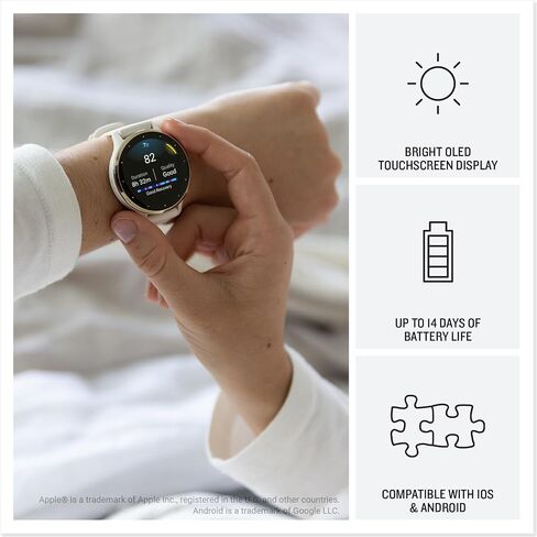 Garmin Venu 3S Soft Gold Gold Stainless Steel Bezel 1.2 بوصة AMOLED شاشة تعمل باللمس مراقبة ذكية مع علبة عاجية 41 ملم وفرقة السيليكون (متجددة) in Saudi Arabia
