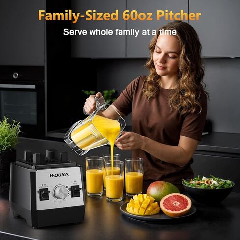 خلاط للعصائر سعة 64 أونصة خلاطات كونترتوب للمطبخ، خلاط عصير قوي مع حاوية خالية من مادة BPA، وسحق الثلج، والمشروبات المجمدة، والهريس، ومخفوق البروتين، وآمن للاستخدام في غسالة الأطباق in Kuwait