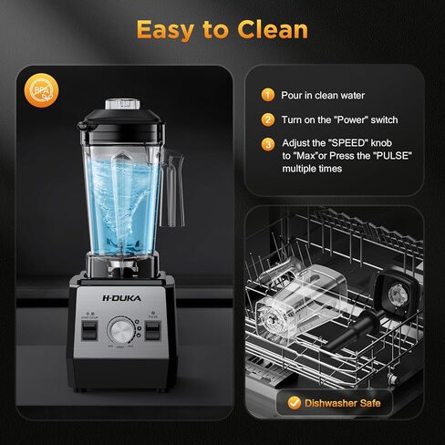 خلاط للعصائر سعة 64 أونصة خلاطات كونترتوب للمطبخ، خلاط عصير قوي مع حاوية خالية من مادة BPA، وسحق الثلج، والمشروبات المجمدة، والهريس، ومخفوق البروتين، وآمن للاستخدام في غسالة الأطباق in Kuwait