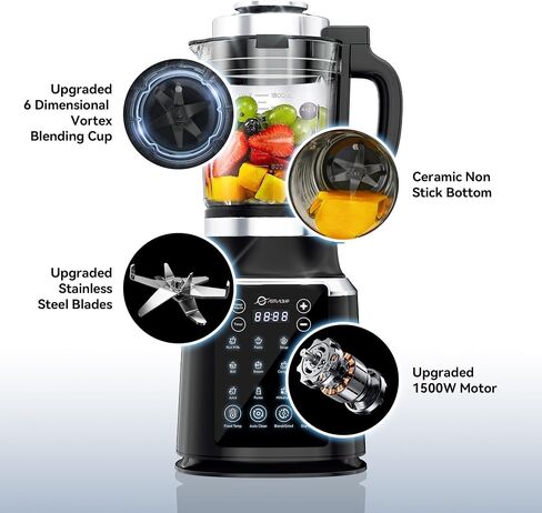 Glass Blenders for Kitchen with Tamper, Blender for Smoothies, Professional Blenders 1500W Motor, 9 Adjustable Speeds, 14 Preset Programs, High-Speed Heating Blender for Nut Milk, Soups, Sauces & More in Saudi Arabia