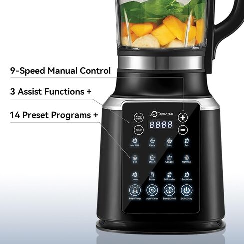 Glass Blenders for Kitchen with Tamper, Blender for Smoothies, Professional Blenders 1500W Motor, 9 Adjustable Speeds, 14 Preset Programs, High-Speed Heating Blender for Nut Milk, Soups, Sauces & More in Saudi Arabia