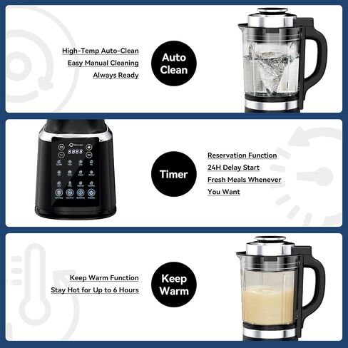 Glass Blenders for Kitchen with Tamper, Blender for Smoothies, Professional Blenders 1500W Motor, 9 Adjustable Speeds, 14 Preset Programs, High-Speed Heating Blender for Nut Milk, Soups, Sauces & More in Saudi Arabia