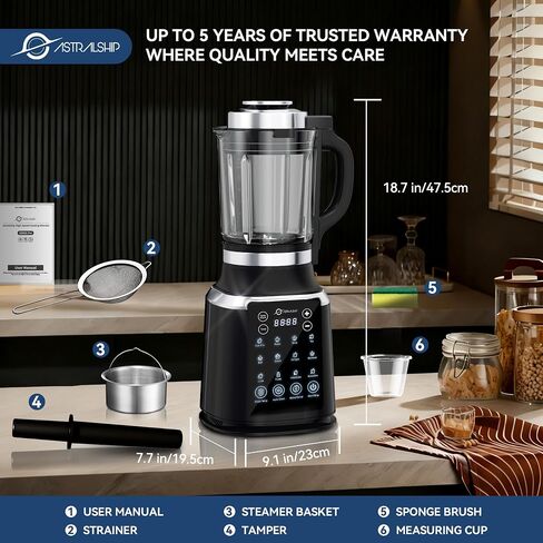 Glass Blenders for Kitchen with Tamper, Blender for Smoothies, Professional Blenders 1500W Motor, 9 Adjustable Speeds, 14 Preset Programs, High-Speed Heating Blender for Nut Milk, Soups, Sauces & More in Saudi Arabia