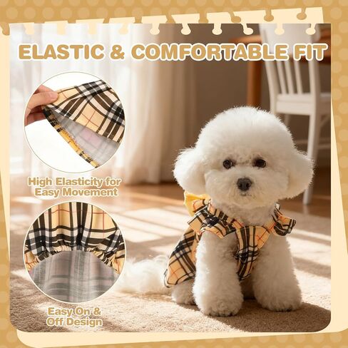 BINGPET Dog Dress for Small Dogs Girl,Classic Plaid Small Dog Clothes Cat Dress with Cute Bow Decor,Chihuahua Yorkie Pomeranian Puppy Kitten Dresses Outfit for Birthday Wedding Holiday(Plaid,M) in Saudi Arabia
