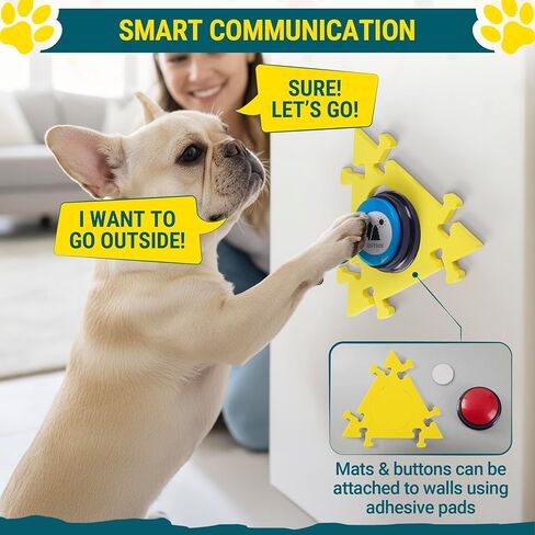 Dog Buttons for Communication with Mat (6 Pieces) - 6 Recordable Dog Talking Buttons - Teach Your Dog to Talk - Smart Dog Training Starter Set - Ideal Gift for Your Lovely Dog in Kuwait