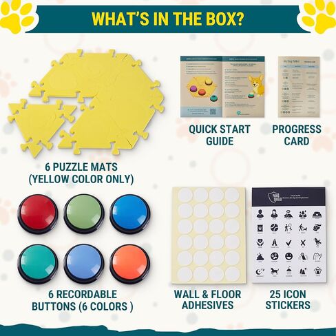 Dog Buttons for Communication with Mat (6 Pieces) - 6 Recordable Dog Talking Buttons - Teach Your Dog to Talk - Smart Dog Training Starter Set - Ideal Gift for Your Lovely Dog in Kuwait